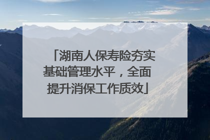 湖南人保寿险夯实基础管理水平，全面提升消保工作质效